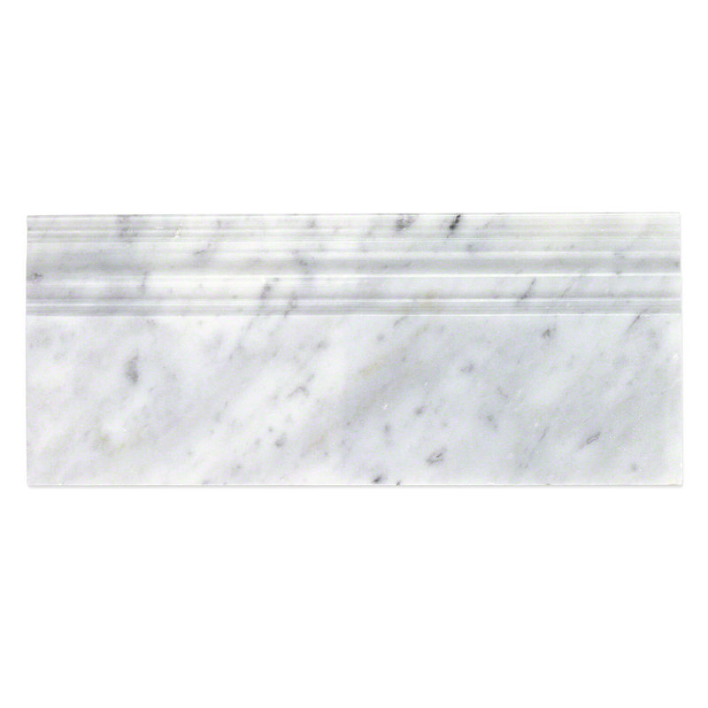 White Carrera Marble 4.75" x 12" Polished Tile Trim