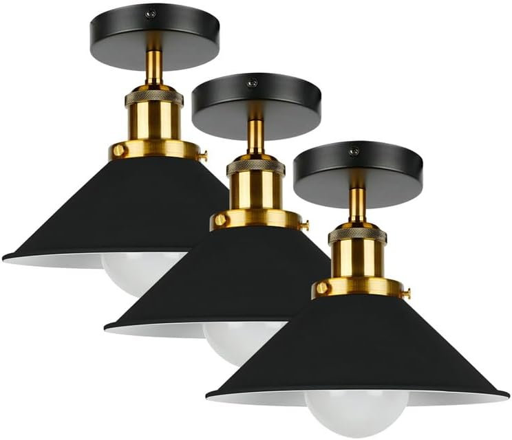 Semi Flush Mount, Black inner white