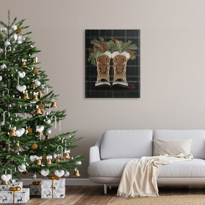 " Cozy Winter Boots Holly Fir Sprig Arrangement " by House Fenway