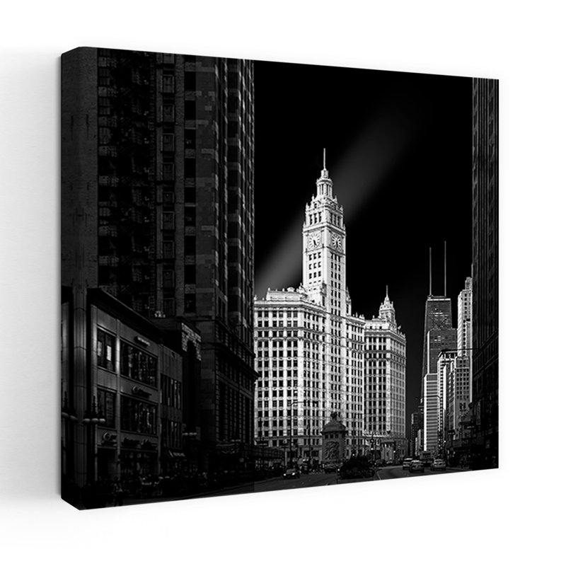 The Wrigley Abstract Geometric Modern Architecture City Wall Art 1 Piece Wrapped Canvas Wall Art, 60.96 cm H x 60.96 cm W