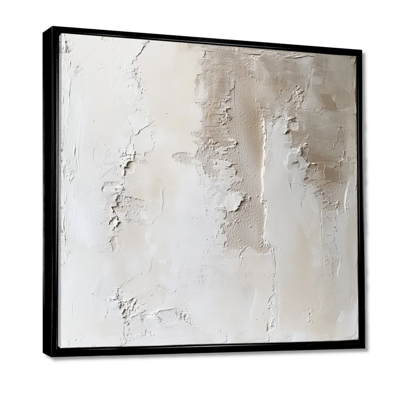 Soft Plaster Layers II - beige, impression sur toile, H 16 po x l 16 po, Black Floater Framed