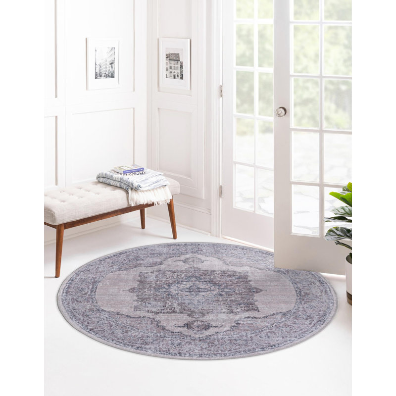 Hazley Chenille Oriental Indoor Rug, Round 3'11"