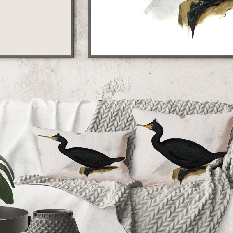 Vie d'oiseau rétro IV - coussin traditionnel imprimé, 18" x 18"