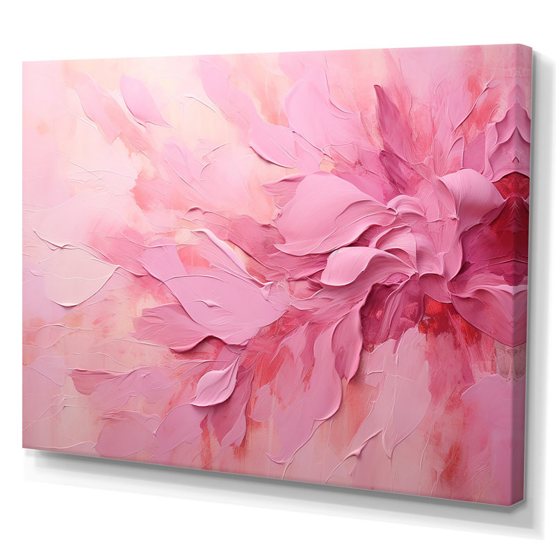 Or et rose, rivière abstraite minimale - art mural Fuschia, Toile tendue, H 24 po x l 32 po x P 1 po