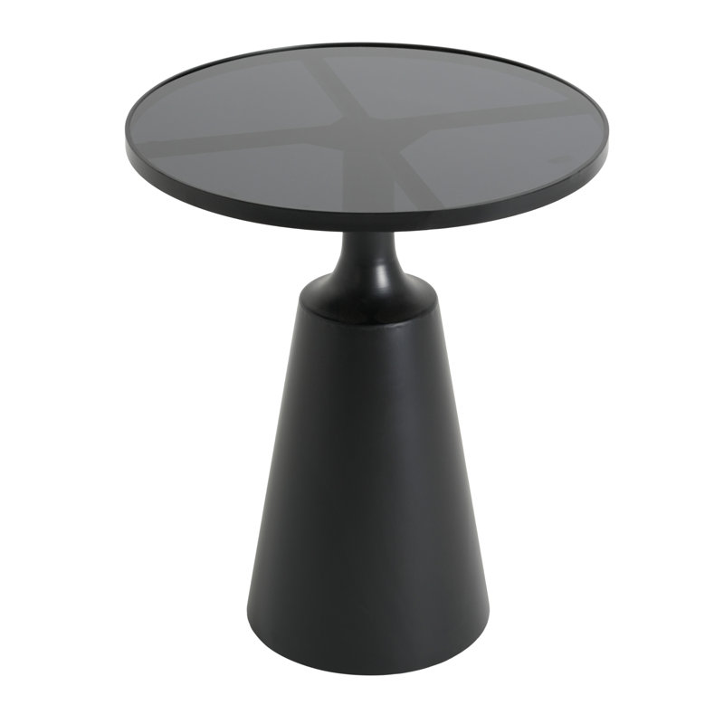 Table d'appoint moderne sans assemblage avec plateau rond en verre