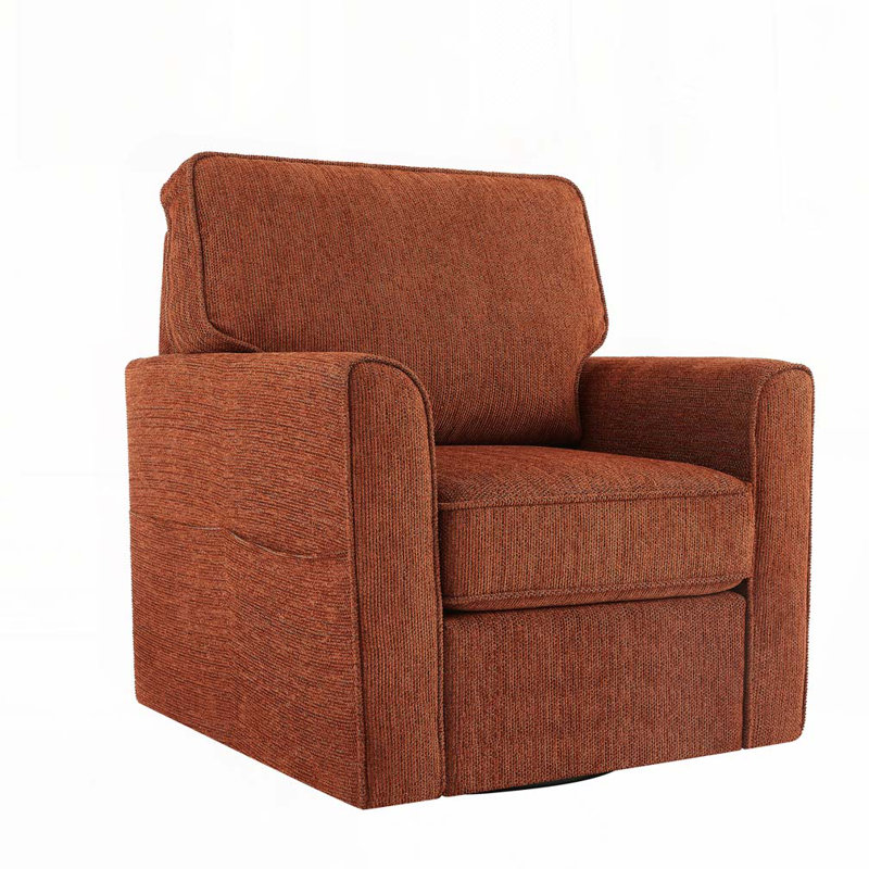 Upholstered Swivel Armchair, Red