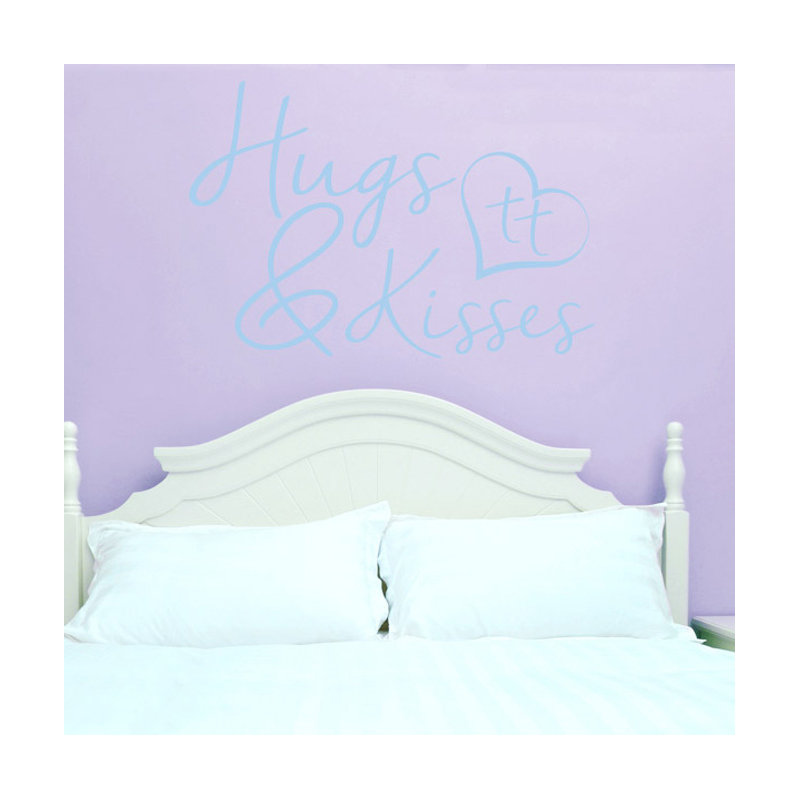 Hugs and Kisses Wall Sticker, Light Blue, Medium