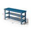 Banc autoportant en bois bleu marine avec 3 tablettes de rangement et porte-chaussures pour porte d'entrée