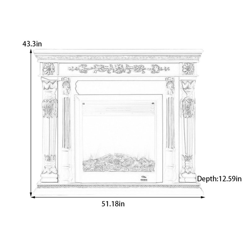 Foyer moderne moderne sculpté, Blanc, H 43,3 po x l 51,18 po x P 12,59 po