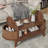46.45" Oval Shaped Coffee Table With Storage, Fluted Accent Table For Living Room-1828135856
