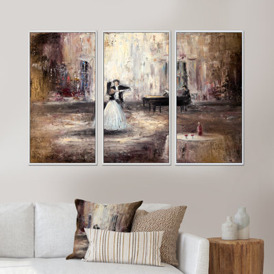 " Black And White Couple Dancing In Hall With Piano " 3 - Pieces
