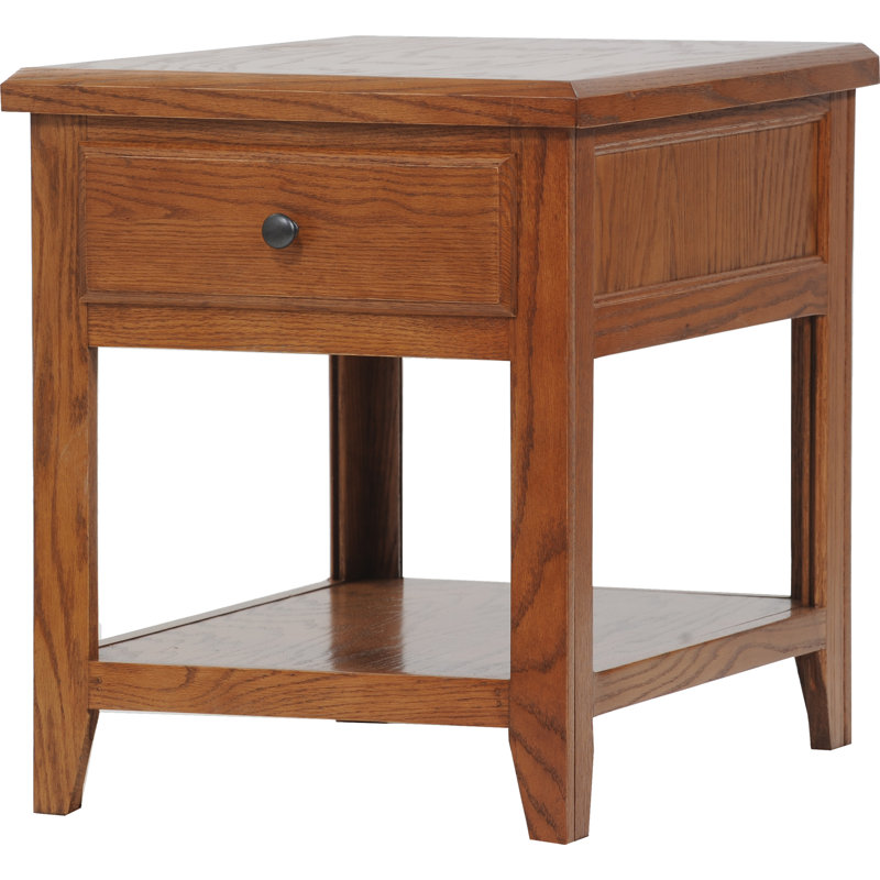 Table de bout en bois massif avec rangement Marka, Bourbon classique