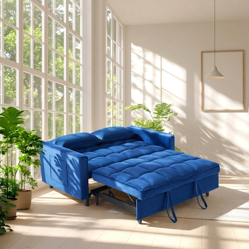 Canapé-lit deux places convertible en velours l 55 po x P 33 po x H 32,28 po Aislin