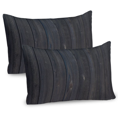 Ambesonne Dark Grey Pillow Sham 2 Pack Wood Fence Rustic 36x20 Dark Grey Blue