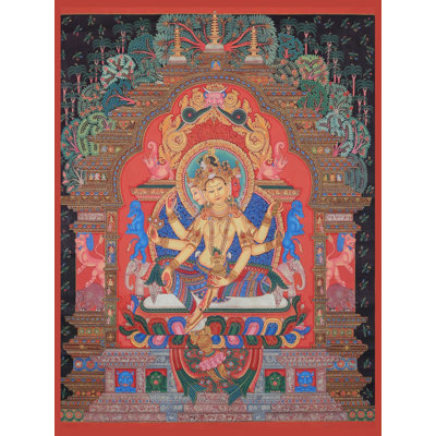 Newari Traditional Goddess Vasundhara (Brocadeless Thangka)