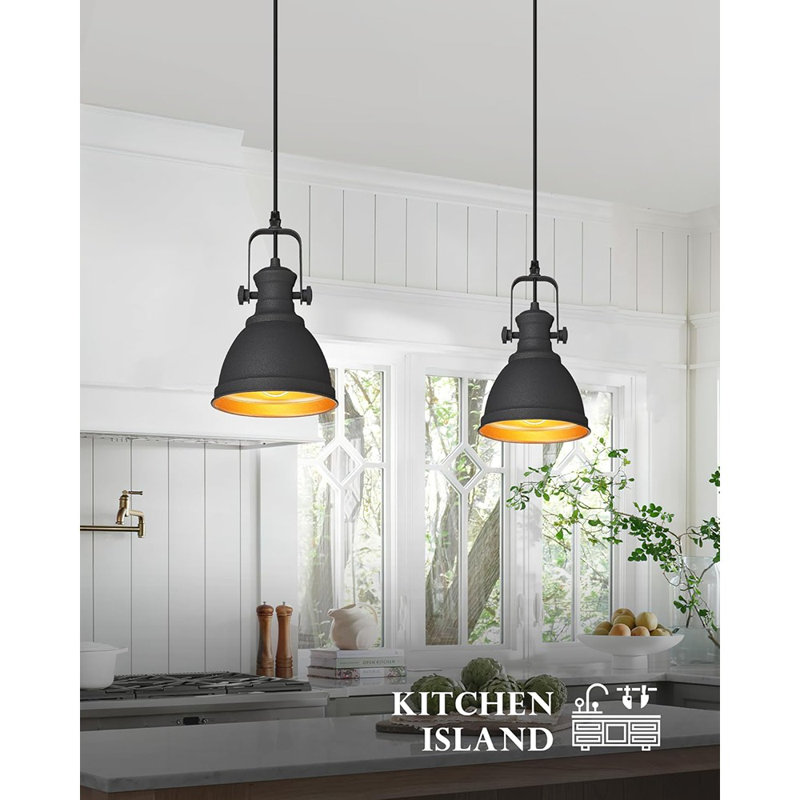 Pendant Lights, Minimalist Pendant Lighting For Kitchen Island, Hanging Light Fixtures With Black Metal, 3-Pack, AD-2151-1P3
