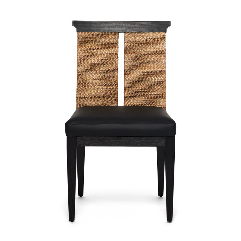 Reed Upholstered Dining Chair, Matte Black, Black