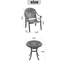 Ensemble de 3 meubles de patio en aluminium coulé avec cadre noir et coussins de siège bleus
