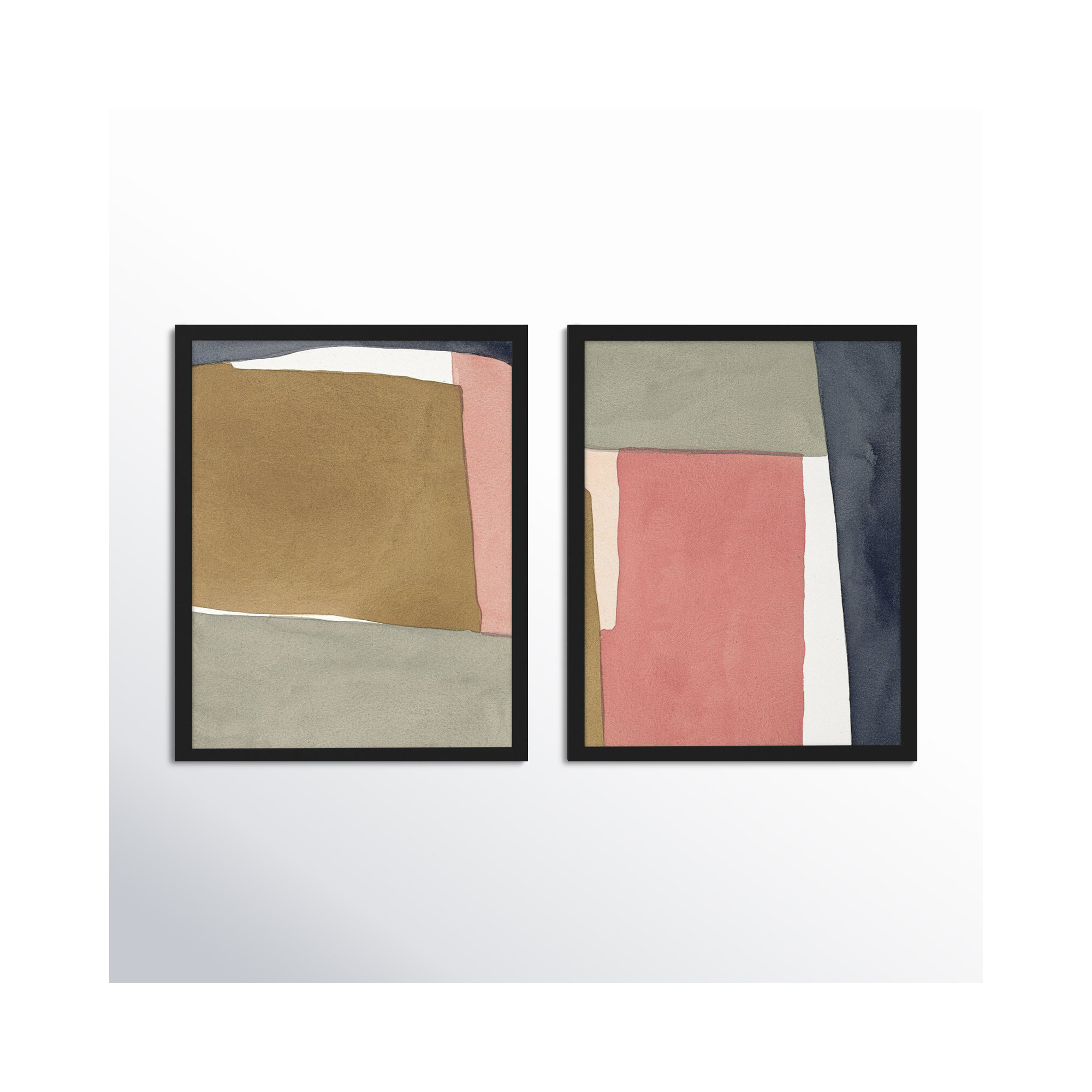 Natual Pink Set Of 2 by Julia Balfour, Picture Framed Paper, 20" H x 16" W, Black
