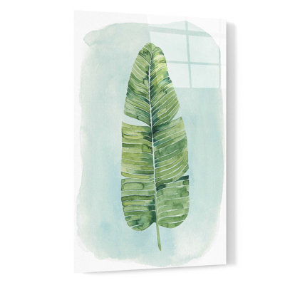 «Paradise Palm Leaves IV» par Grace Popp, art mural en verre acrylique
