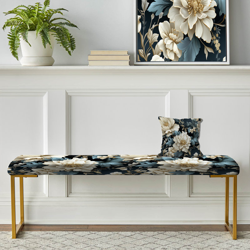 Toler - Floral Upholstered Gold Bench, Urban Victorian Splendor Victorian IX