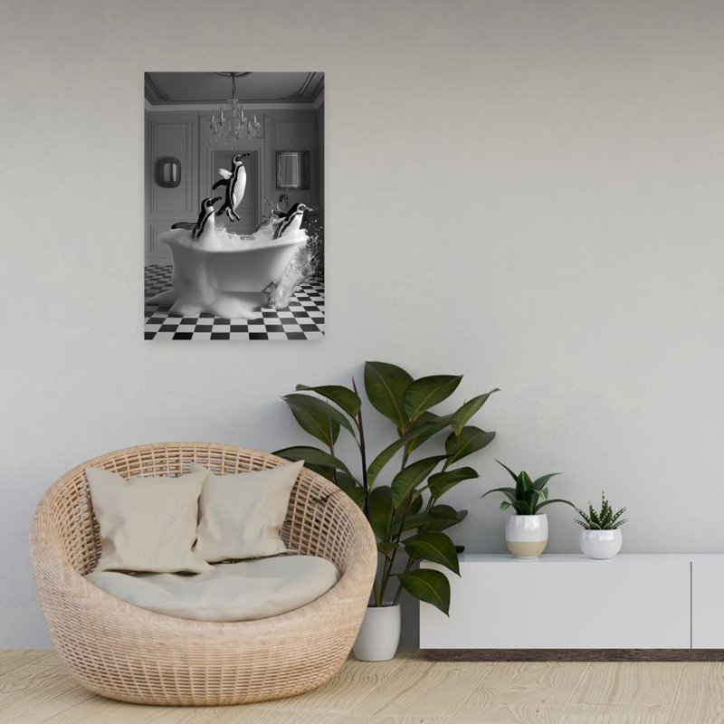 Art contemporain Art contemporain pingouin, H 24 po x l 16 po