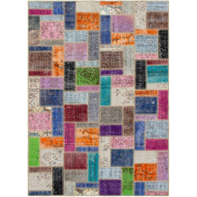 Berenger One-of-a-Kind 5'9" x 8'9" New Age Rectangle Wool Area Rug in Blue and Pink