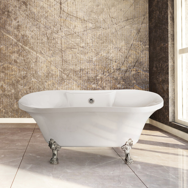 Baignoire de trempage sur pattes 60 "Streamline, Chrome poli, Chrome poli