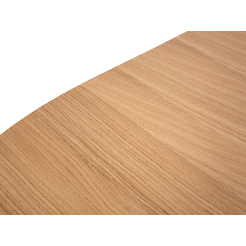 Round Solid Wood Pedestal Dining Table, Natural Oak Veneer/Oak, Oak