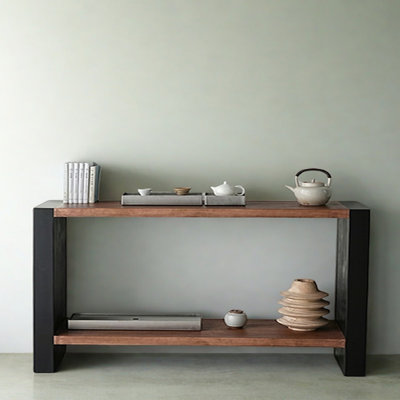 Console Mid-Century moderne en bois massif