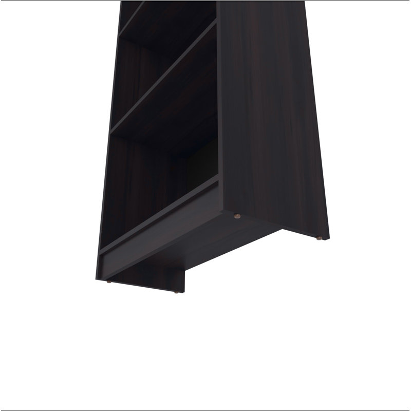 Stained Walnut Flat Bookcase With Open Storage And 4 Shelves, Walnut