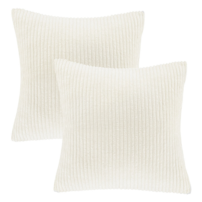 Coussin décoratif en velours côtelé rayé, coussin décoratif texturé de couleur unie, Square 20", Gris foncé