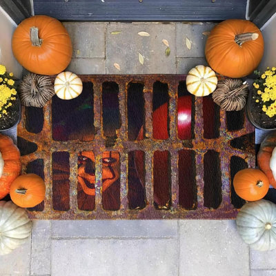 Halloween Welcome Doormats Horror Movie Door Mat 3D Checkered Dancing Clown Doormat Non Skid Area Rugs Outdoor Or Indoor Floor Mats For Bathroom Kitchen Front Door Decorations 17X29.5 In (White)
