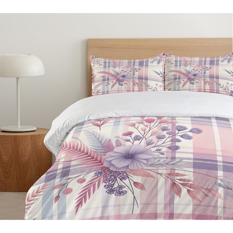 Pastel Plaid Duvet Cover, King Duvet Cover + 2 Standard Shams