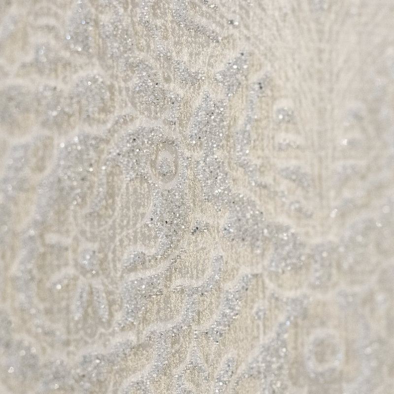Adonea Aphrodite Glass Beads 3D Embossed 33' L x 21" W Wallpaper Roll, Cream Gold
