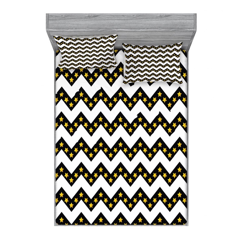 Microfiber Chevron Sheet Set, Queen Sheet Set with Fitted Sheet