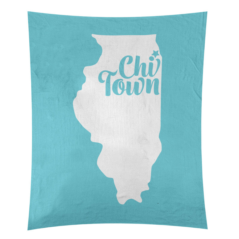 Tapisserie de Chi Town, Illinois, H 60 po x l 51 po, Bleu sarcelle