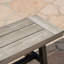 Banc moderne en bois industriel avec sablage gris et métal noir, panneau à lattes, l 63 po x P 14,77 po, H 17,38 po