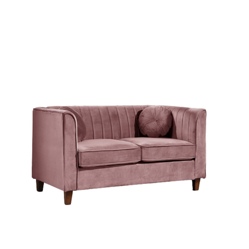 Causeuse en velours 57 po Gwendy, Velours rose