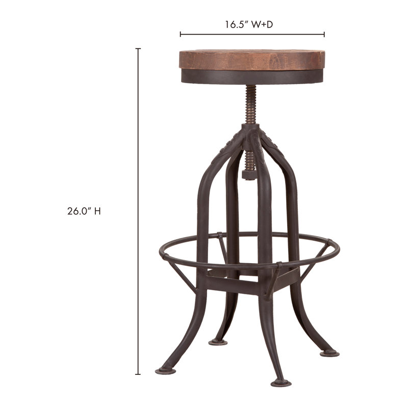 Brut Adjustable Height Swivel Bar Stool