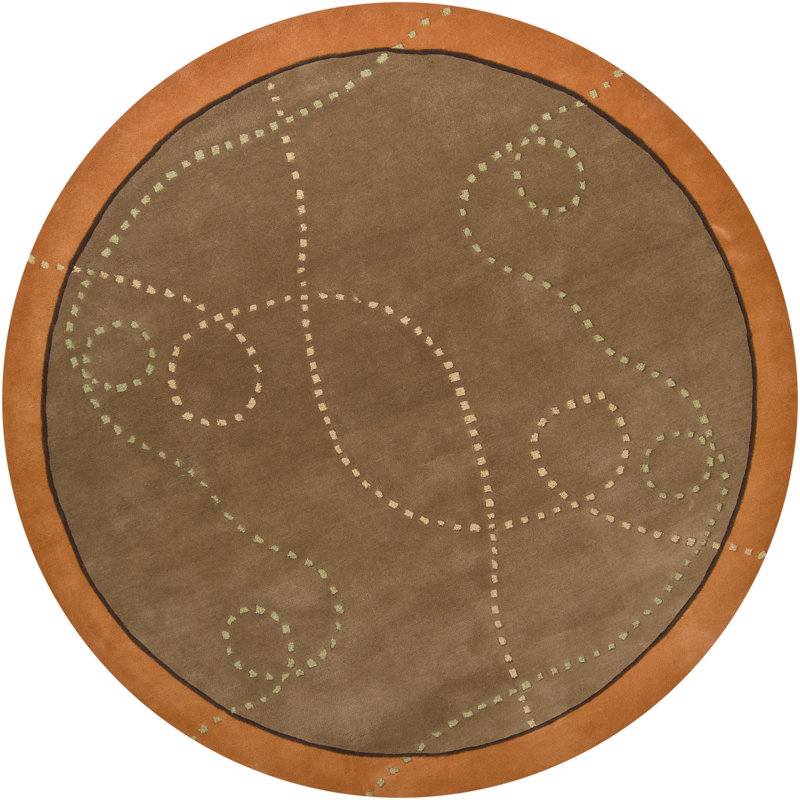 Daisa Wool Abstract Area Rug in Tan, Round 7'9"