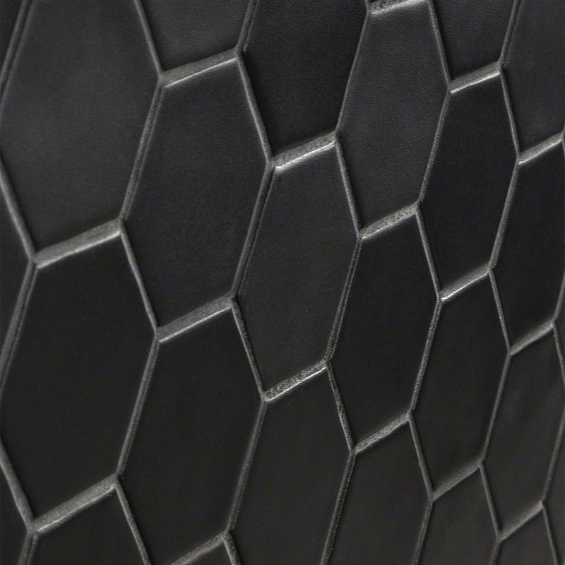 Meadowmere 3" Hexagon Matte Ceramic Tile, Black