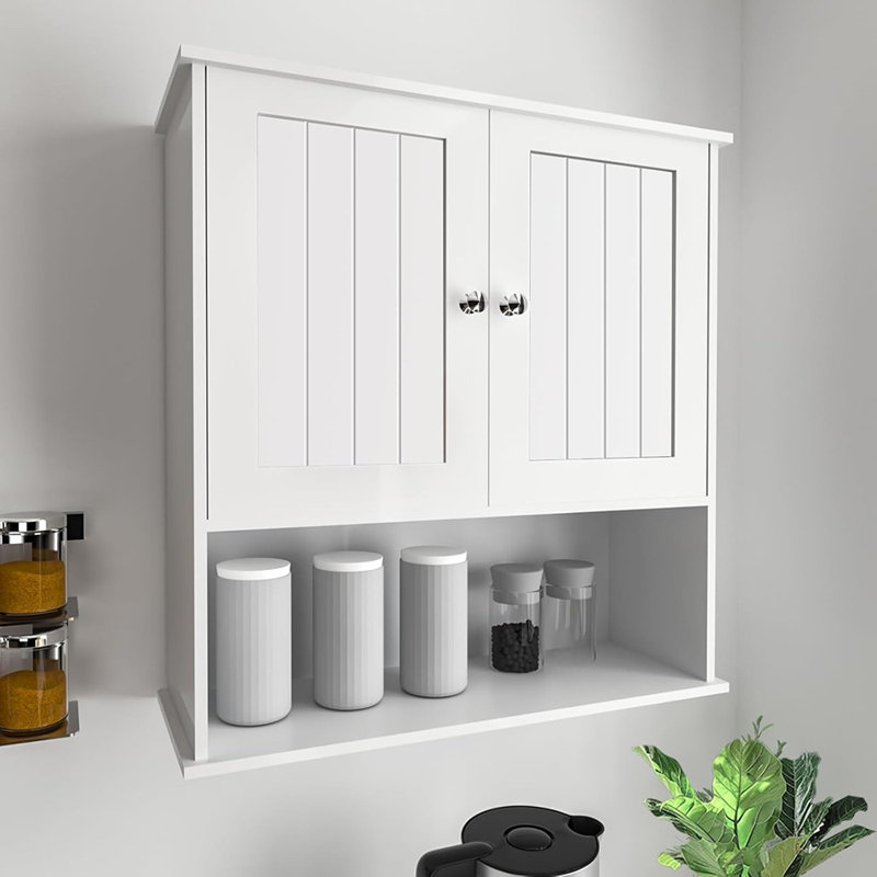 Armoire de salle de bain murale avec portes en verre