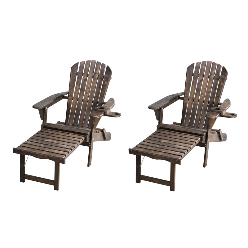Yarborough Foldable Outdoor Adirondack Set, Dark Brown