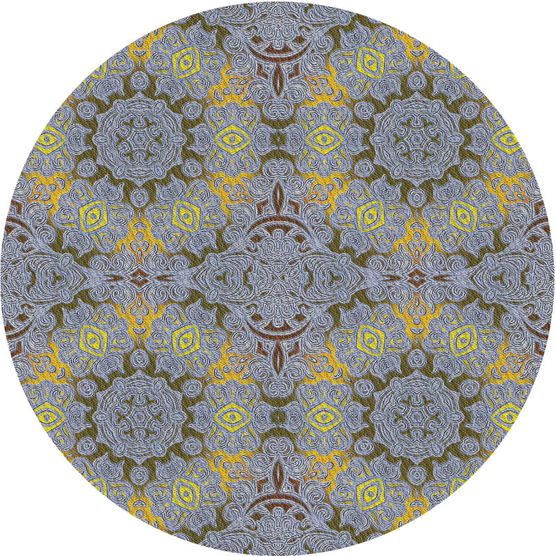 Damask Indoor Rug, Round 7'