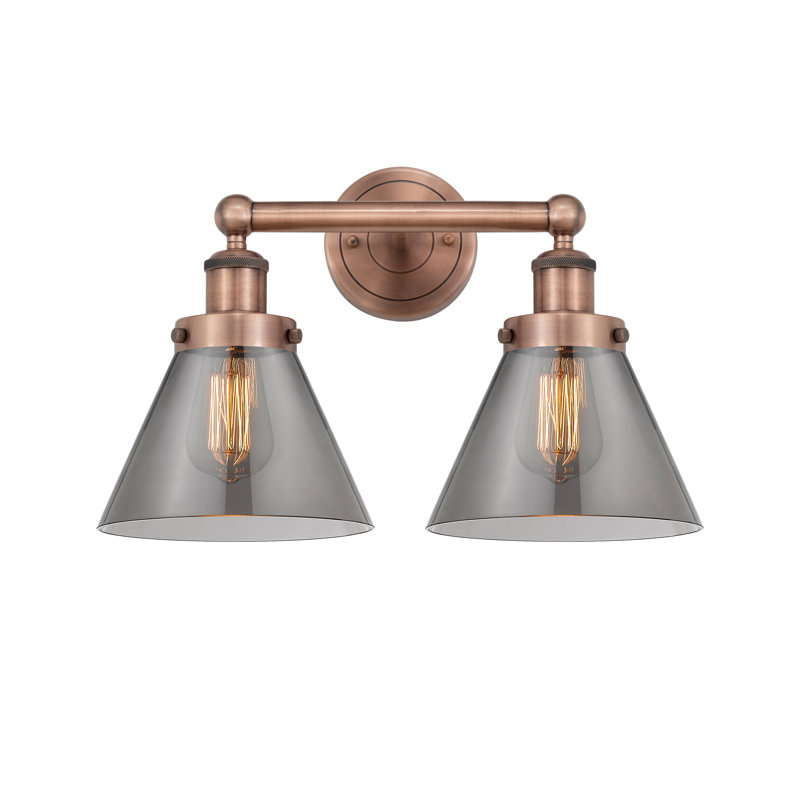 Éclairage pour meuble-lavabo à 2 lumières Artella, Plaqué couleur fumée, Cuivre antique