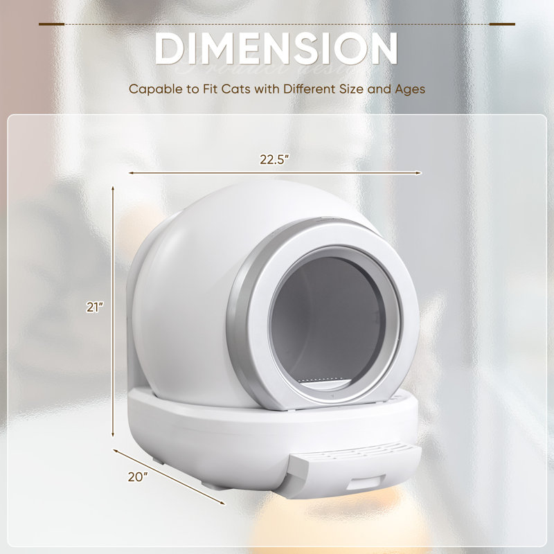 Automatic Self Cleaning Cat Litter Box With App Control Support Wifi Self Cleaning Auto Litter Box With Mat,white