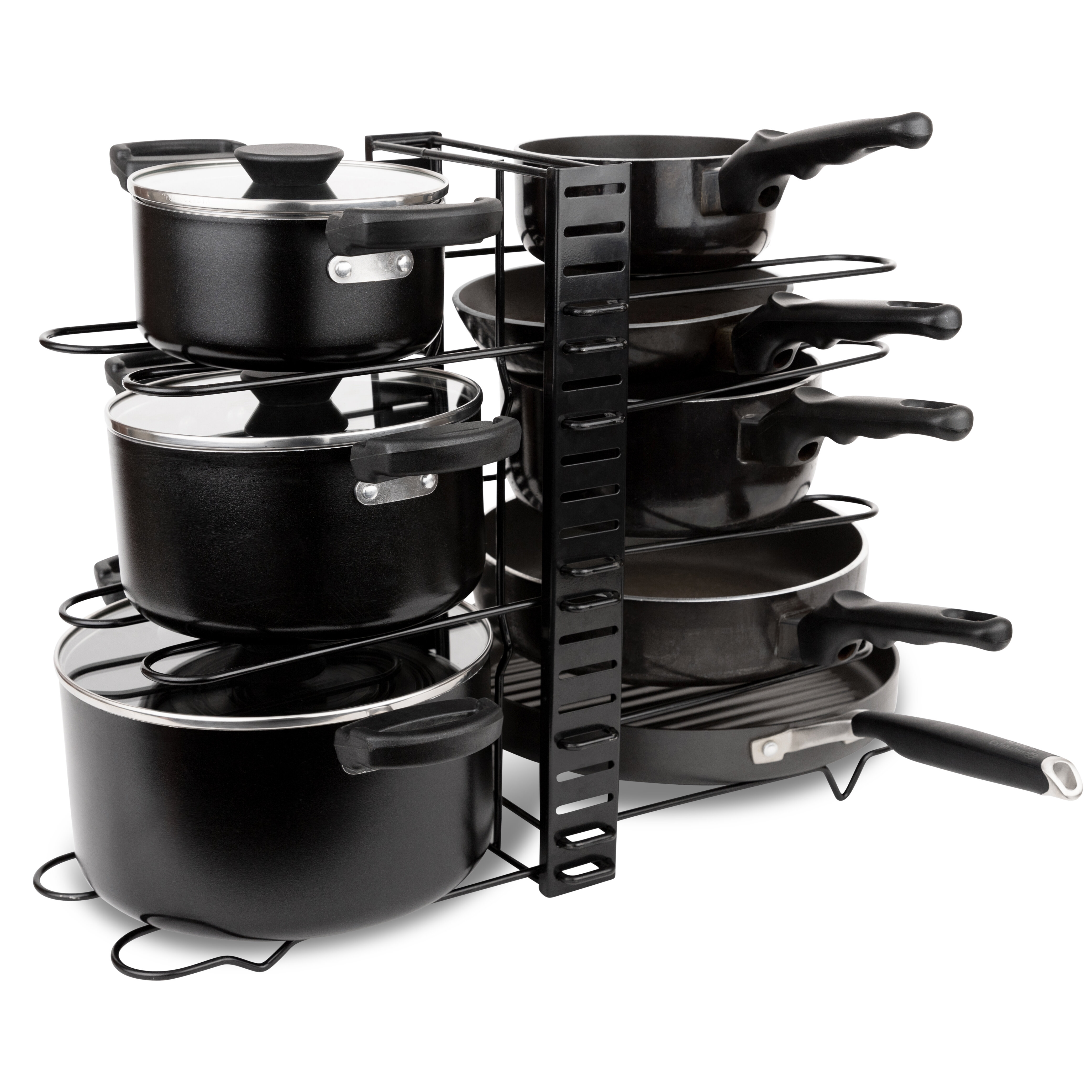 Lilliyn Expandable Pot and Pan Organizers Rack Adjustable Pot Lid Organizer for Kitchen Storage Rebrilliant