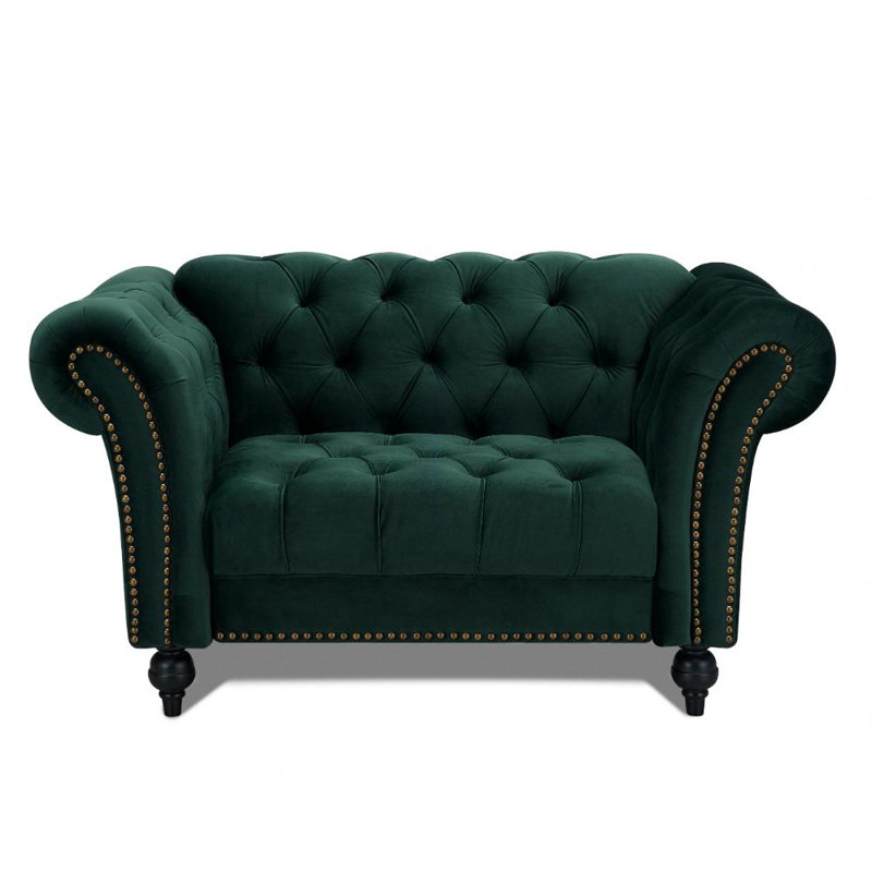 Dahlstrom 1 Seater Velvet Loveseat, Green