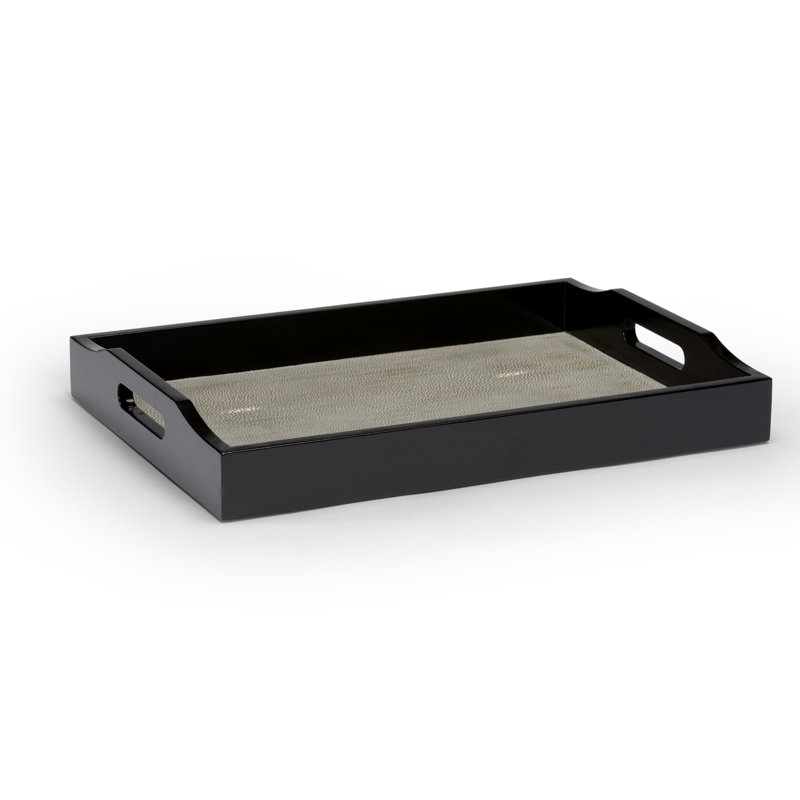 Solid Wood Decorative Tray, Antique Silver Leaf, 2.5" H x 17.5" W x 22" L
